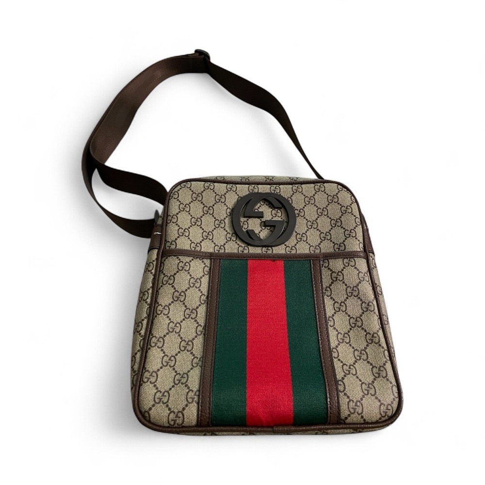 Gucci Tan and Green Men's Messenger Bag